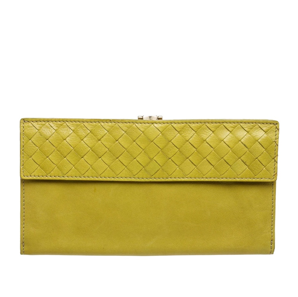 Bottega Veneta Chartreuse Leather Vintage Wallet